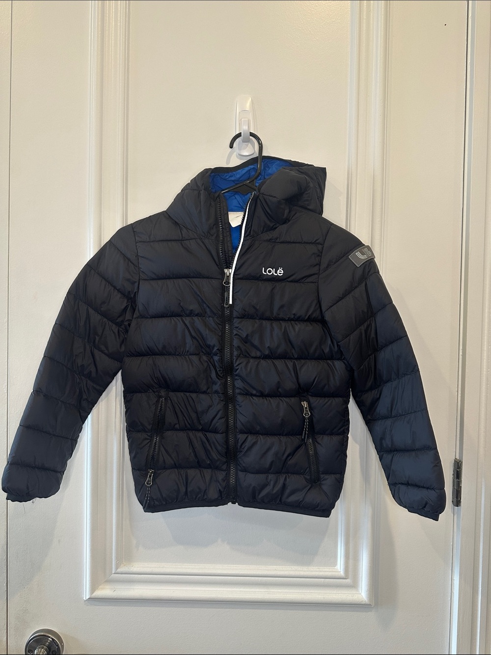 Lole Kids Black Puffer Jacket with Blue Interior